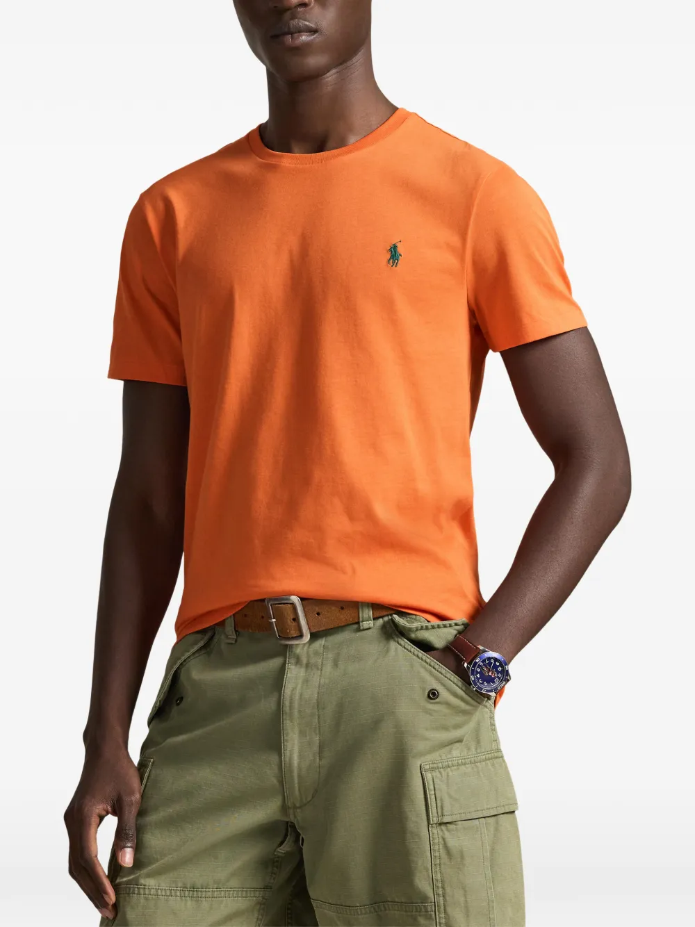 Футболка с вышивкой Polo Ralph Lauren, оранжевый — фото 3