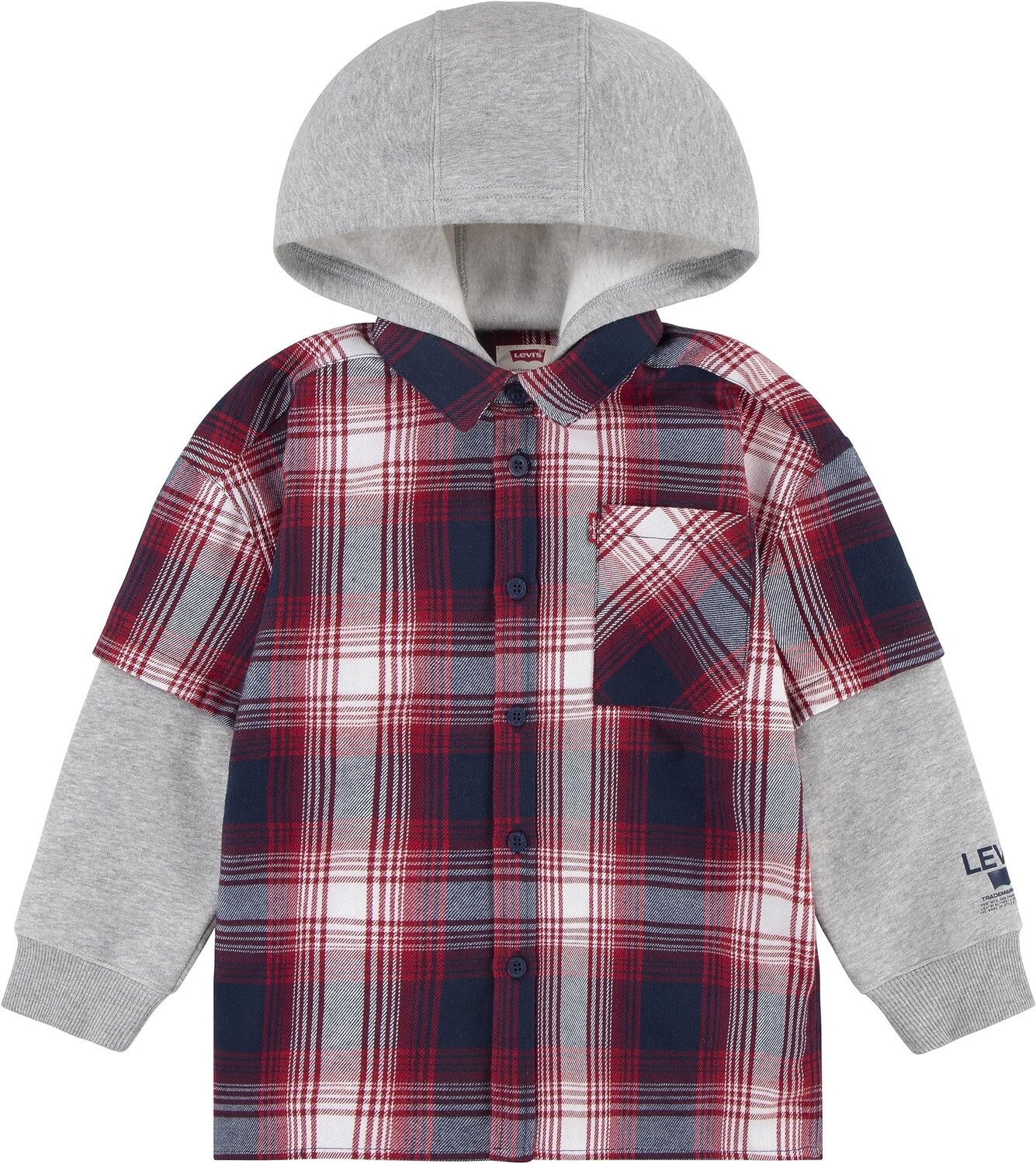 

Худи Levi'S Long Sleeve Hoodie and Flannel Twofer Shirt, цвет Rhythmic Red
