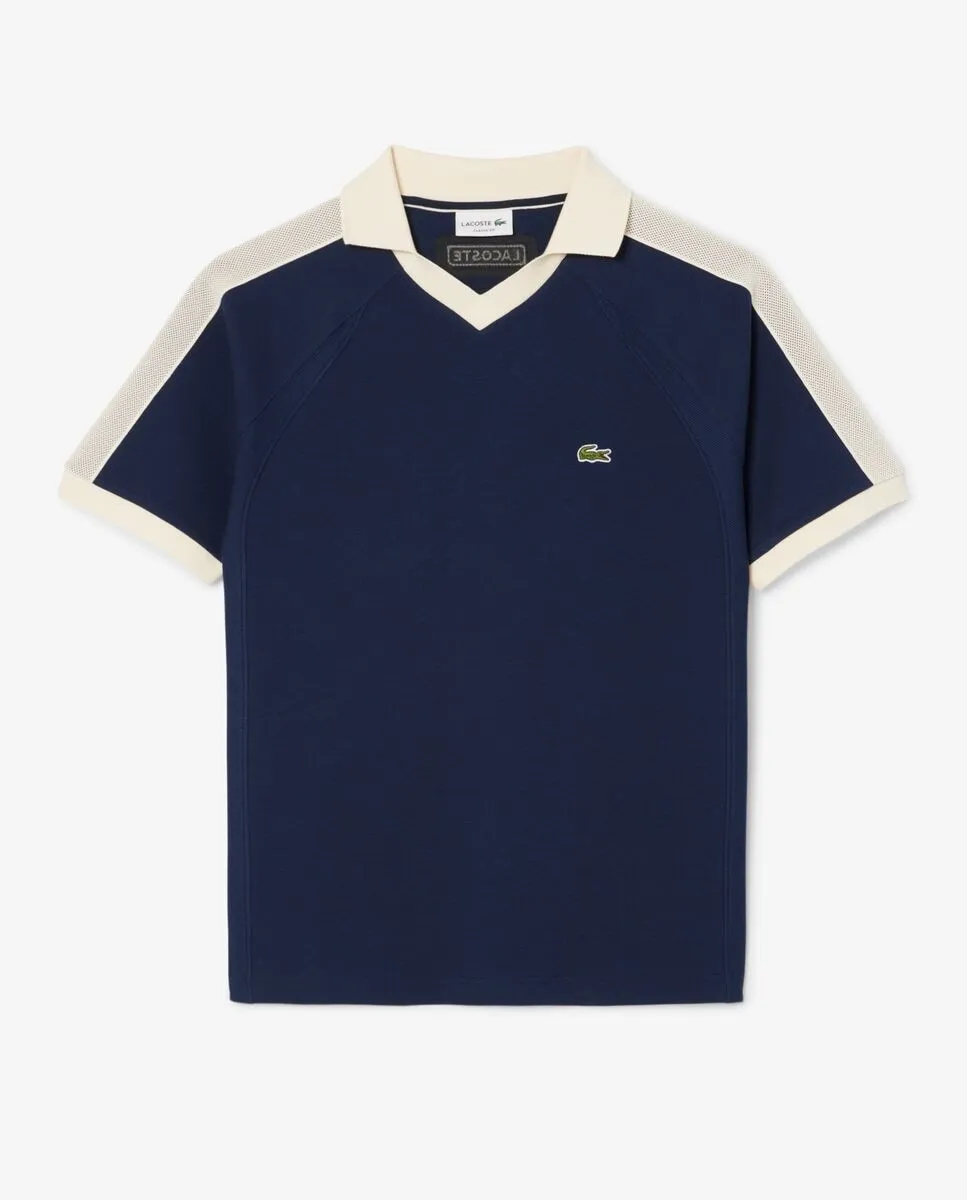 

Мужская рубашка-поло классического кроя с коротким рукавом из пике Lacoste, тёмно-синий