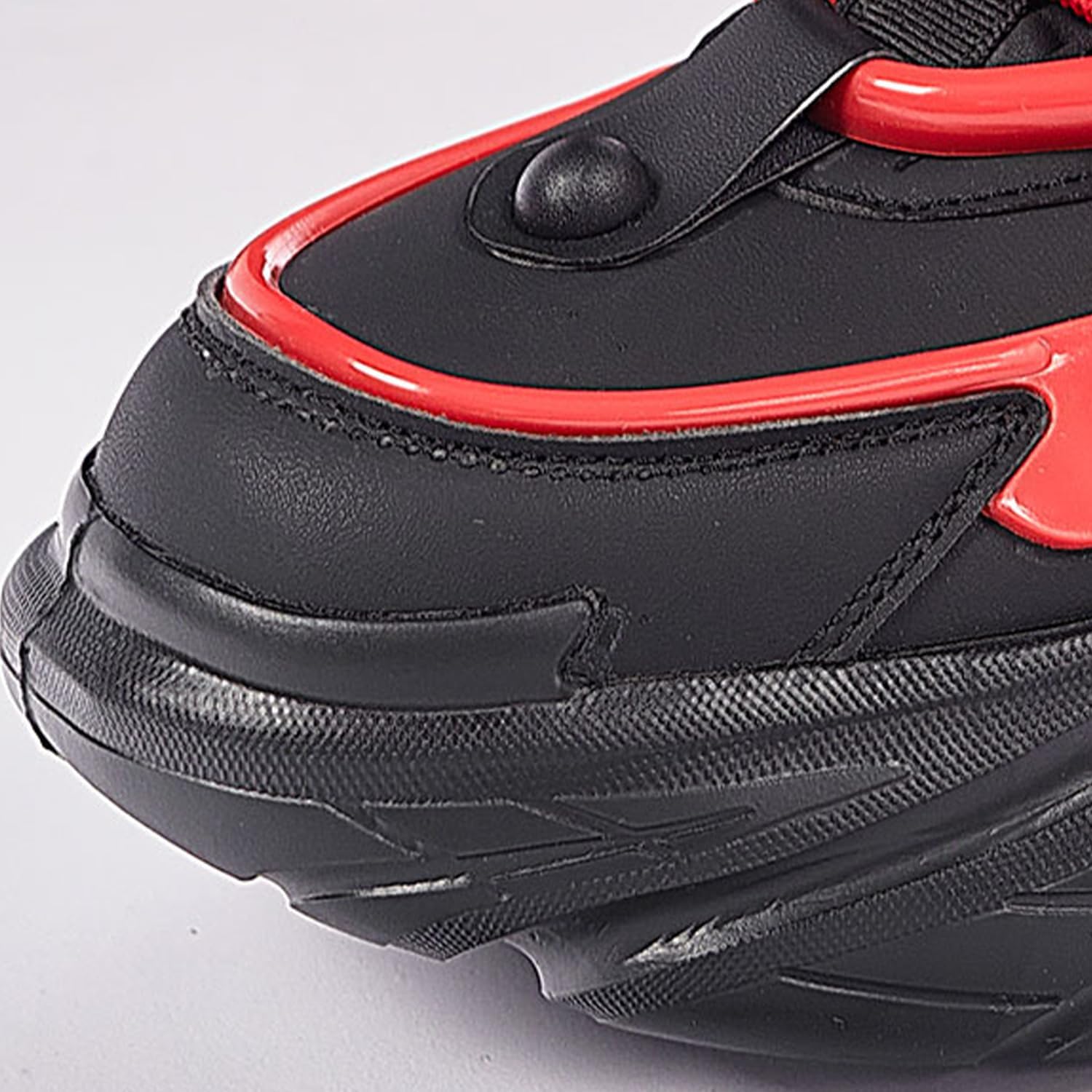 Мужские кроссовки Air Walking, модные массивные кроссовки с волнистой амортизирующей подошвой, черно-красные ретро на платформе, повседневные спортивные «dad» обувь Dacnakby — фото 3