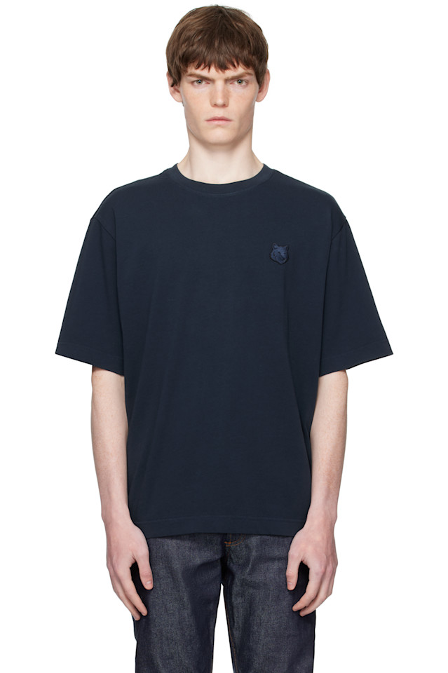

Футболка оверсайз с принтом лисьей головы Maison Kitsuné, цвет deep navy