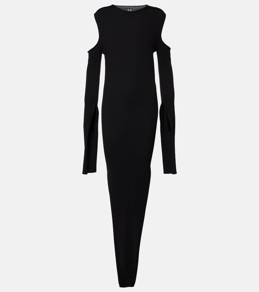 

Длинное шерстяное платье с накидкой Rick Owens, черный