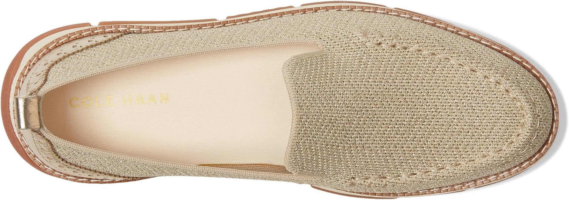Лоферы Cole Haan Zerogrand Revel Stitchlite Venetians, Rye Knit/Gold Metallic/Ivory — фото 2