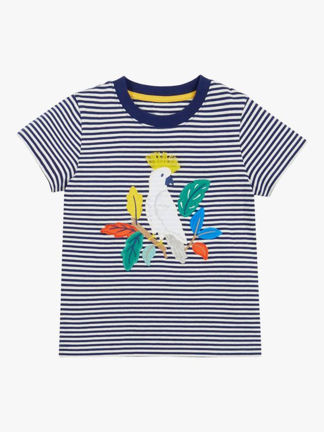 

Детская футболка Elijah из органического хлопка с полосками и аппликацией Frugi, Blue Navy