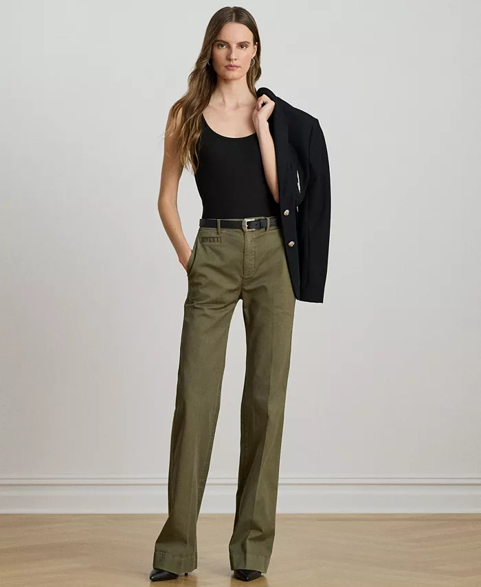 

Женские эластичные хлопковые брюки-чинос клеш Lauren Ralph Lauren, зеленый