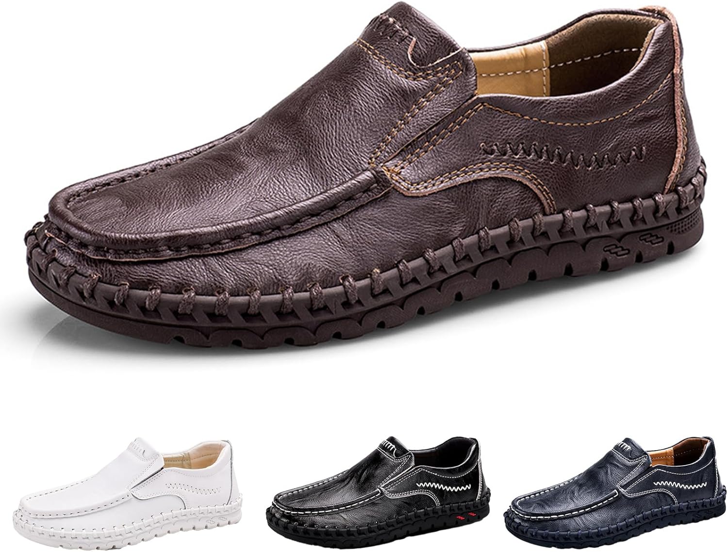 

Мужские слипоны из натуральной кожи, повседневные лоферы, модные удобные ручной работы, нескользящие, деловые формальные мокасины, летние дышащие туфли с мягкой подошвой для прогулок, работы и вождения Kctrfsj, коричневый