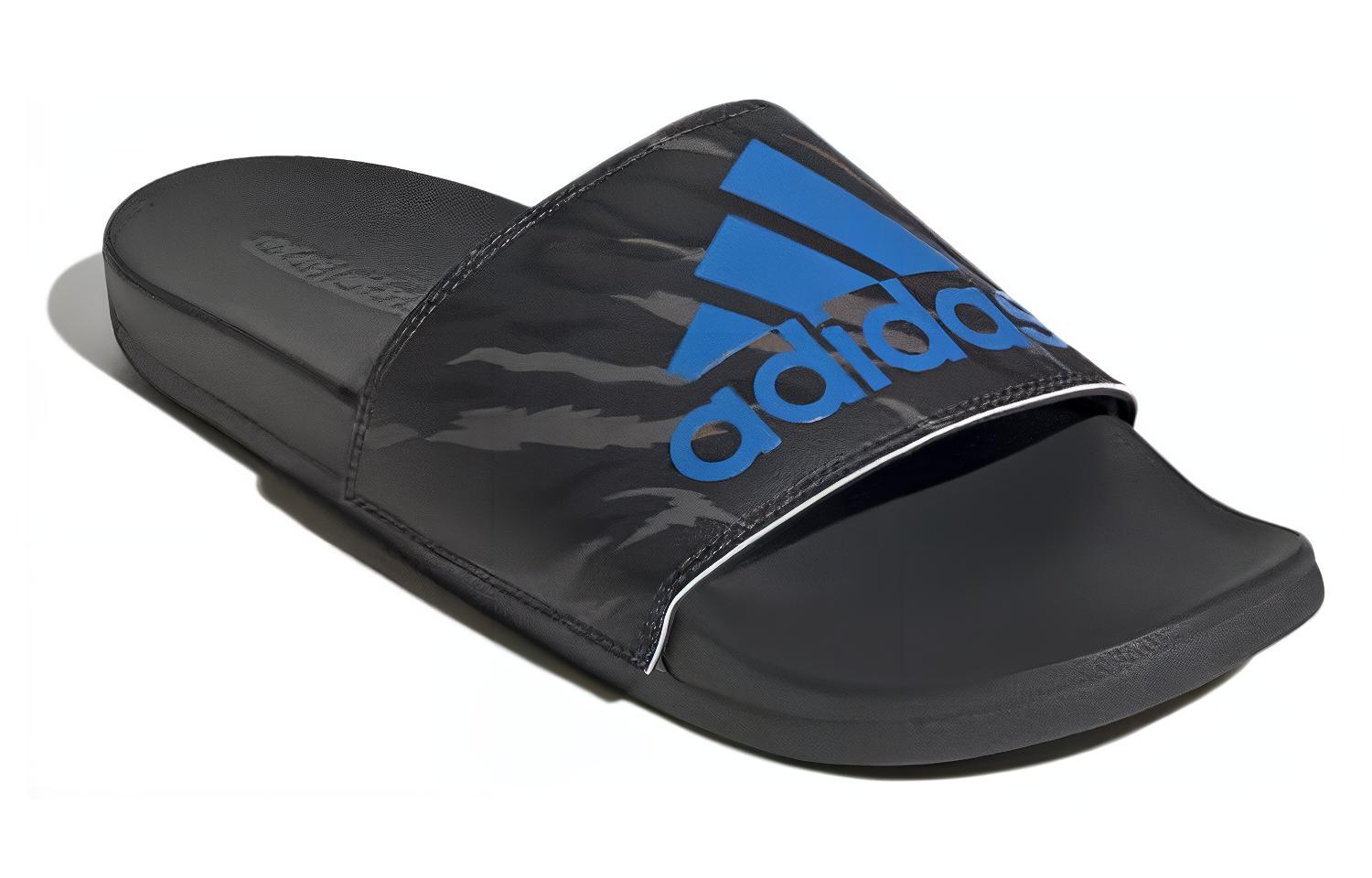 Adidas Адилетт Комфорт Сандалии 'Carbon Blue Rush' — черные синие серые, цвет Black Blue Gray — фото 3