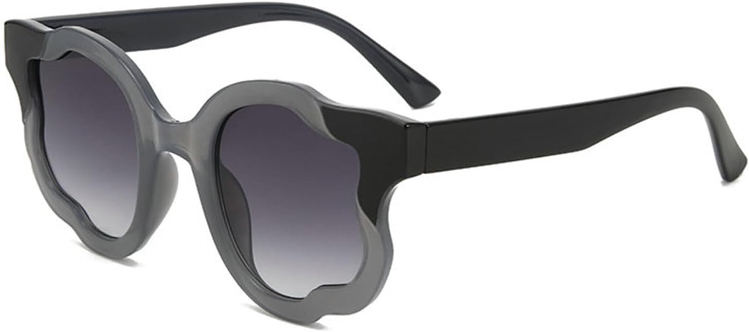 

Хелена, большие круглые панк-солнцезащитные очки для женщин в крупной оправе, роскошные очки с неровной волнообразной формой и цветочным рисунком, модель S68 helena, C1