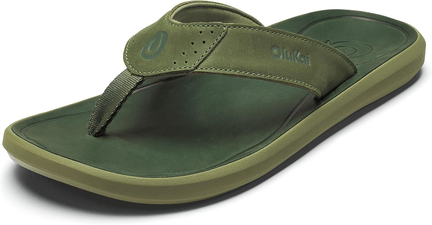 

Мужские кожаные сандалии OLUKAI Pili, элегантный и универсальный дизайн, удобные и водонепроницаемые ремешки, поддержка свода стопы и для повседневной носки, зеленый