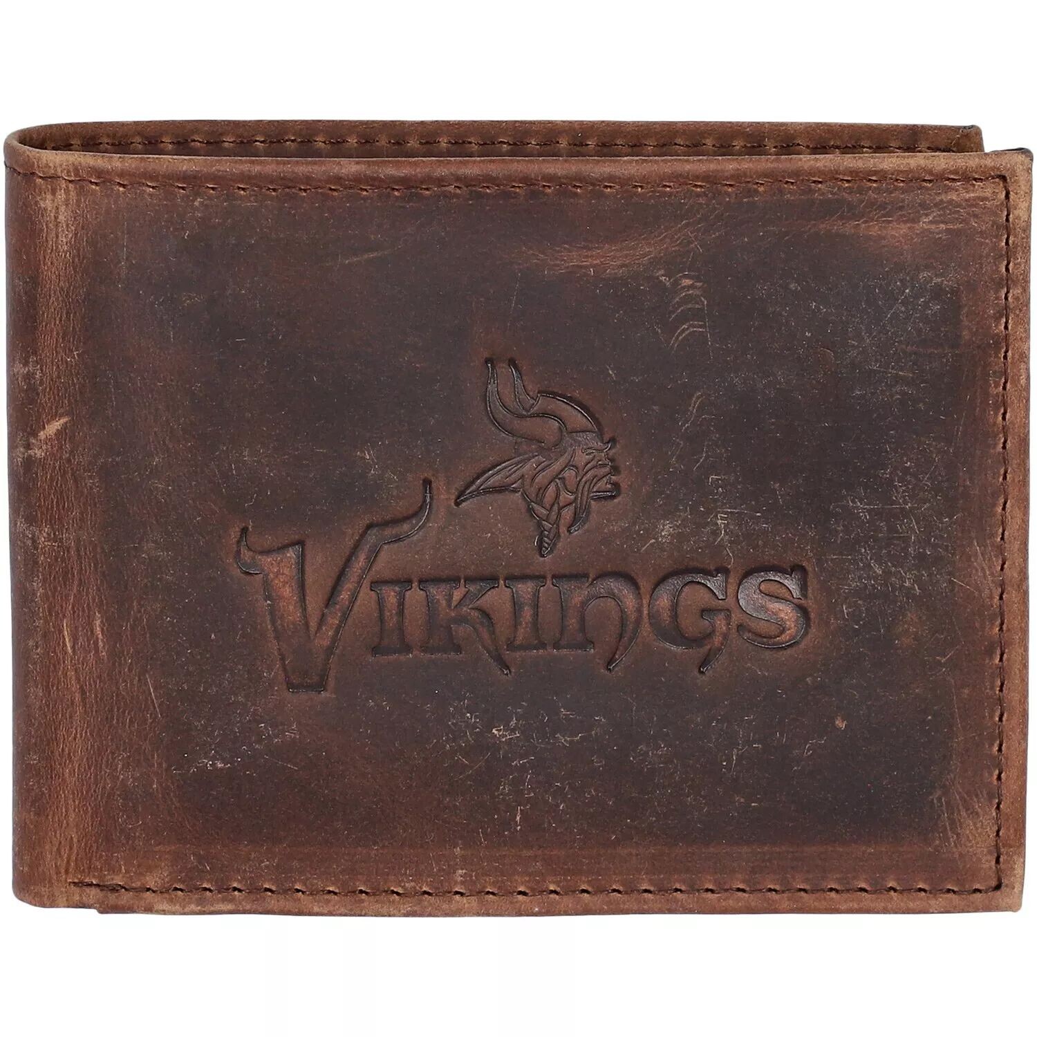 

Коричневый кожаный кошелек двойного сложения Minnesota Vikings