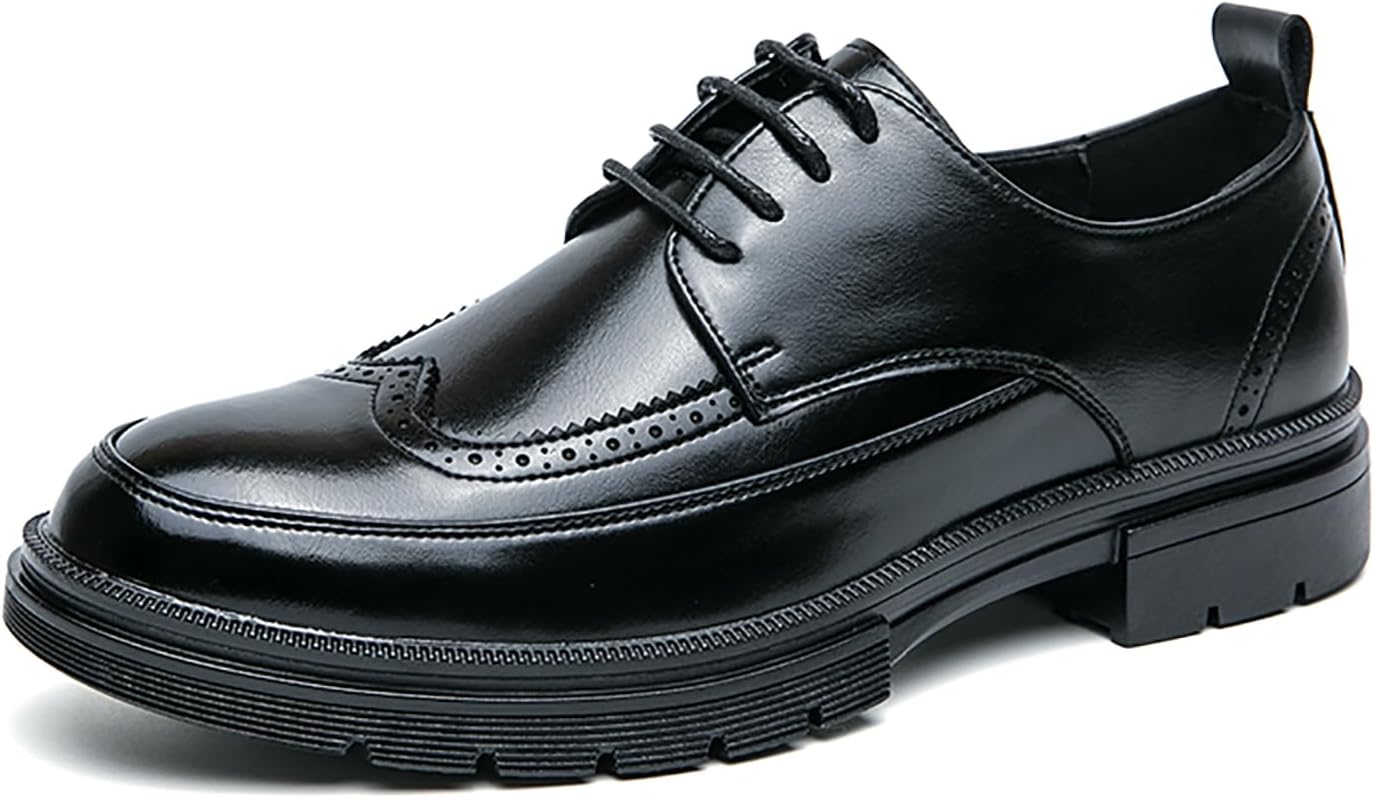 

Мужские кожаные оксфорды с платформой и крыльями, ретро-броги, классические туфли на шнуровке с рельефной подошвой для официального делового стиля, дерби Loveheynew, черный