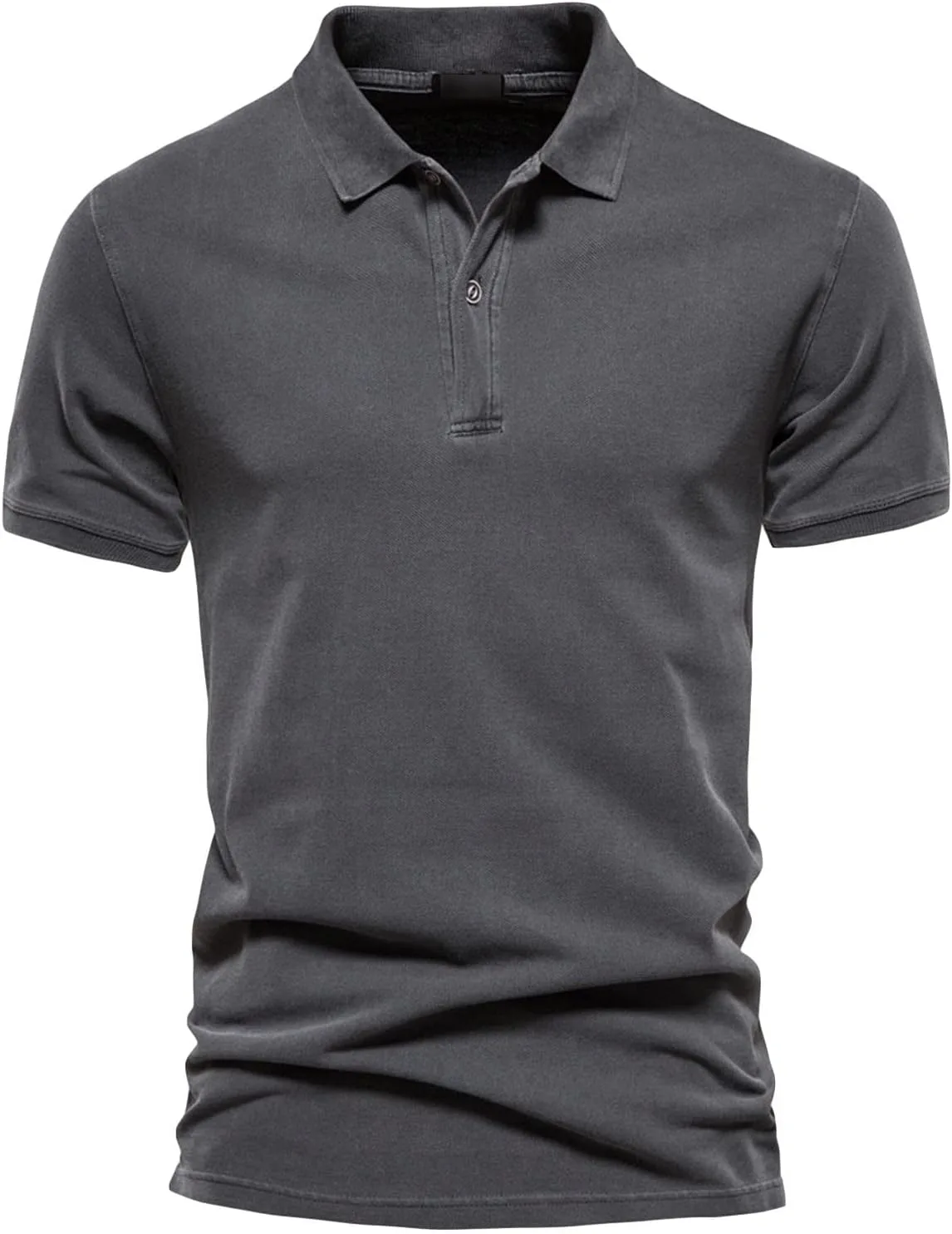 Мужская поло с коротким рукавом, 3 пуговицы, slim fit