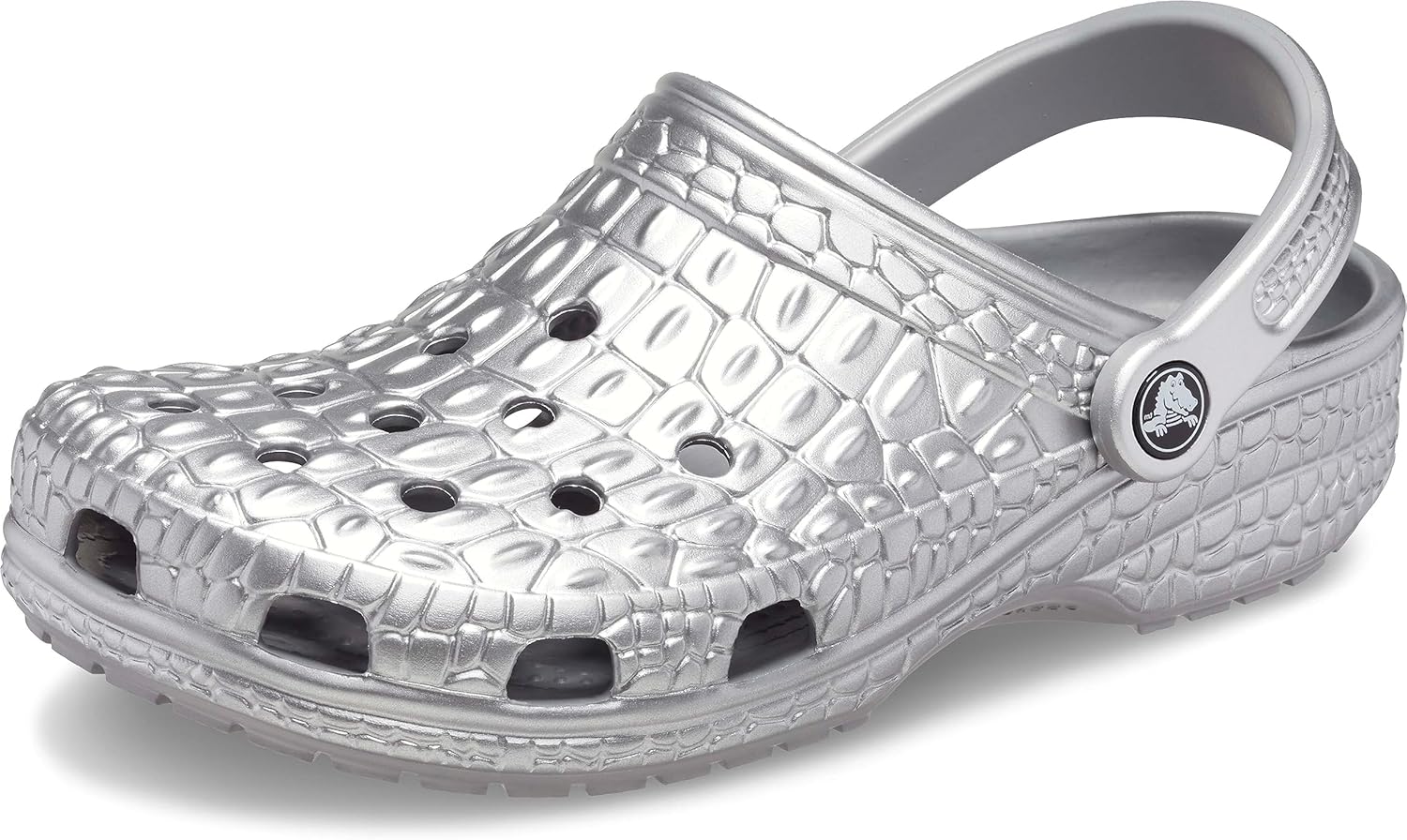

Унисекс сабо Crocs Classic из крокодиловой кожи, Silver Metallic