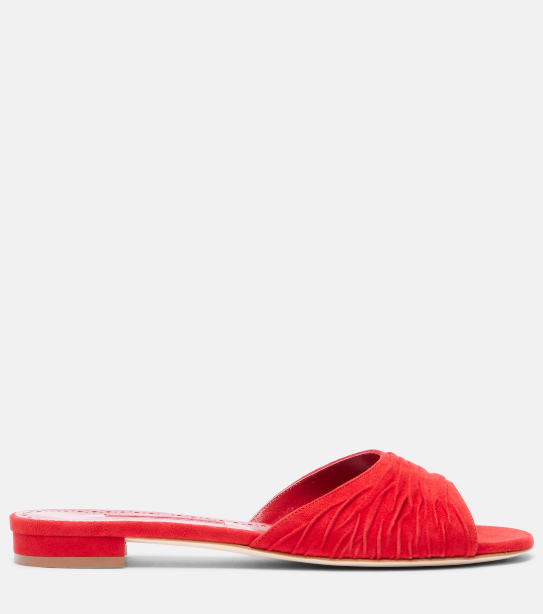 Пирфлат слайды из замши с эффектом сборки Manolo Blahnik, 6208 Bred — фото 4