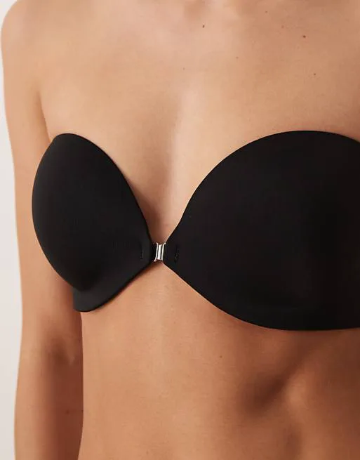 Черный бюстгальтер без бретелек с застежкой спереди Calvin Klein Perfectly Fit — фото 4