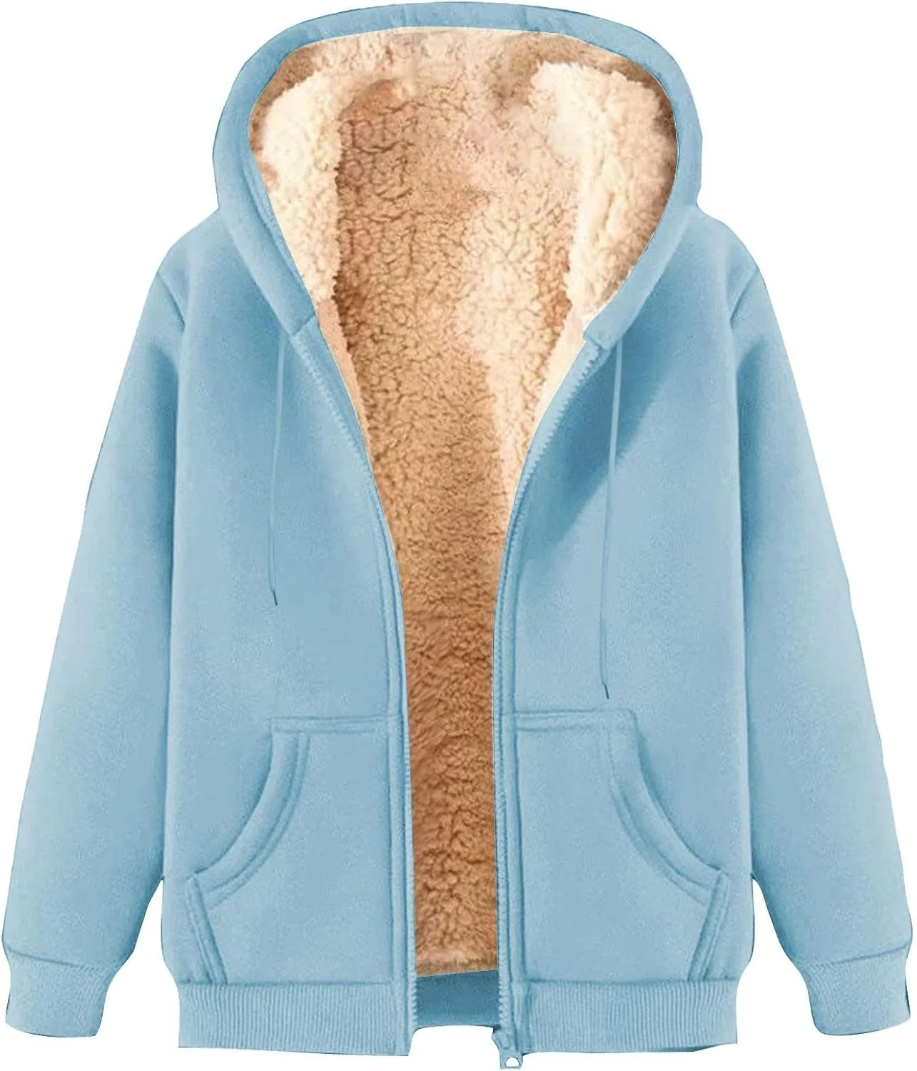 

Термоблузка с капюшоном из флиса, на молнии, теплая