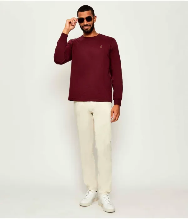 Лонгслив custom slim fit Polo Ralph Lauren, бордовый — фото 2