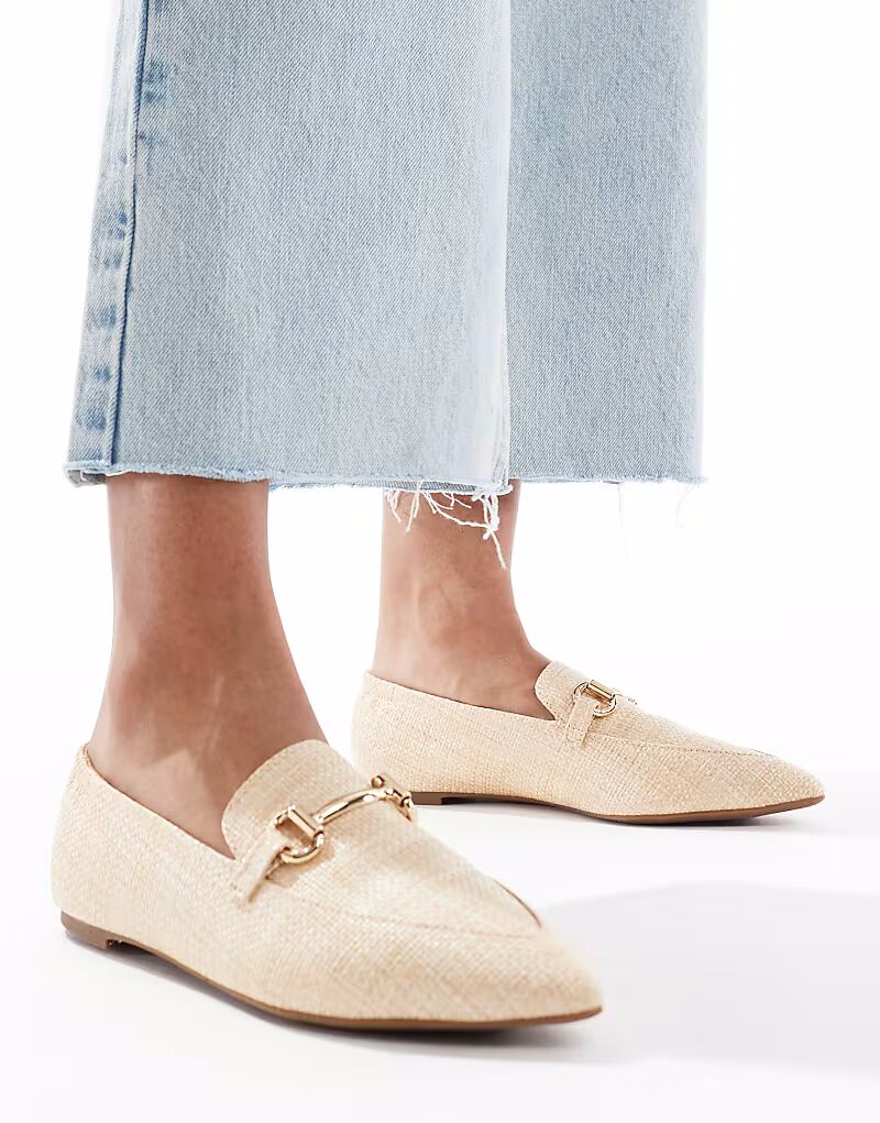 Лоферы London Rebel Wide Fit с заостренным носком и пряжкой из натуральной рафии — фото 2
