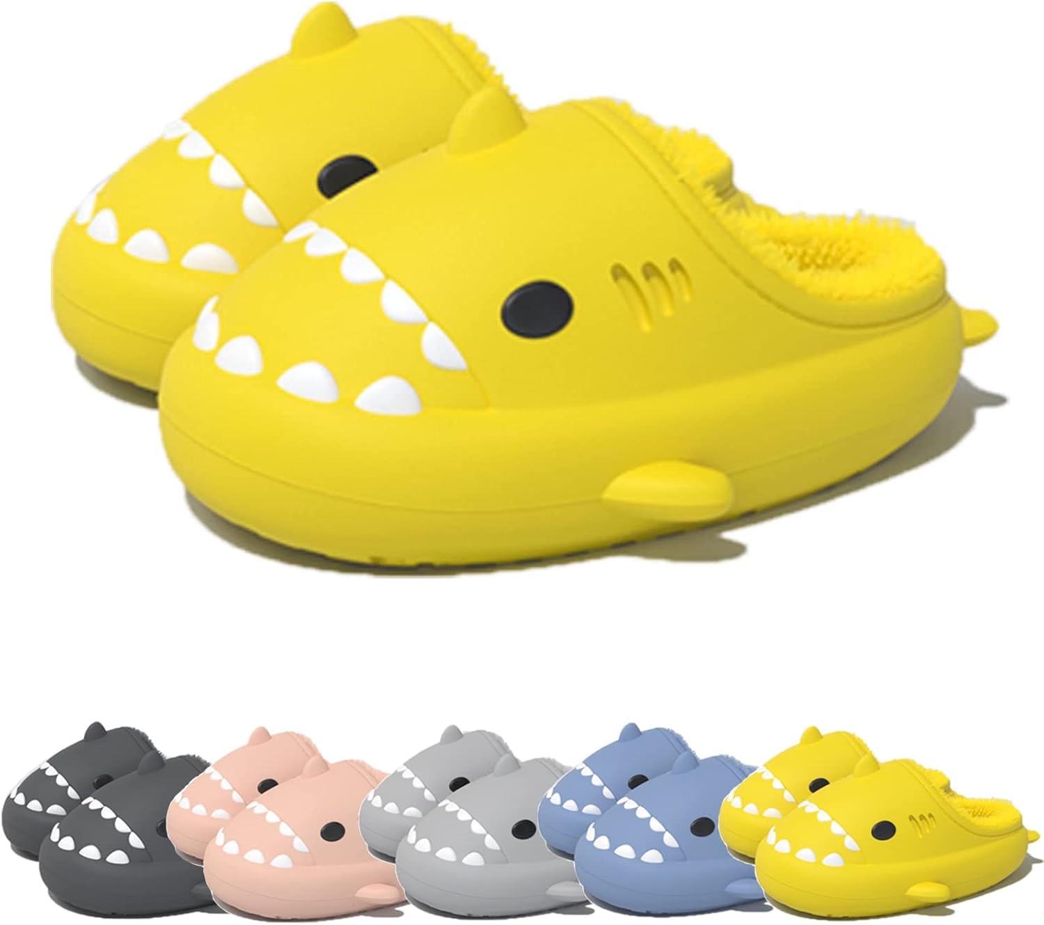 

Унисекс зимние тапочки «Облако Акула» для взрослых, мультяшные пушистые тапочки, носить легко, с нескользящей подошвой, мягкие и удобные, домашние хлопковые шлепанцы для использования внутри и снаружи Proptmina, желтый