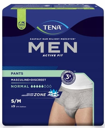 

Впитывающие трусы, брюки нормальные, S/M, 9 шт. Tena Men