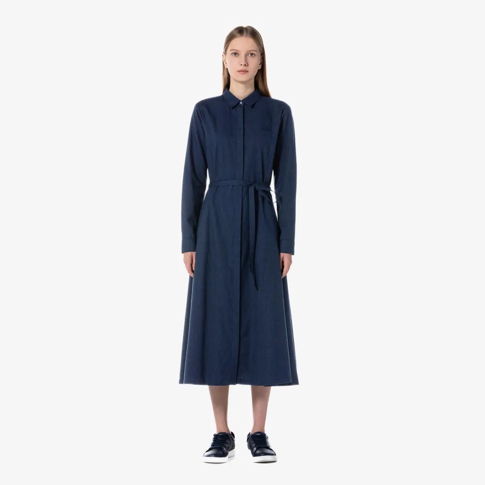 Платье Lacoste фланелевое длинное тёмно-синее