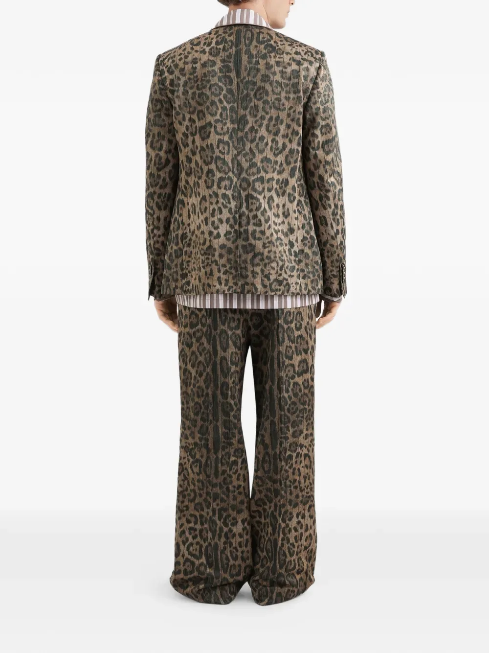 Двубортная куртка с леопардовым принтом DOLCE & GABBANA, коричневый — фото 3