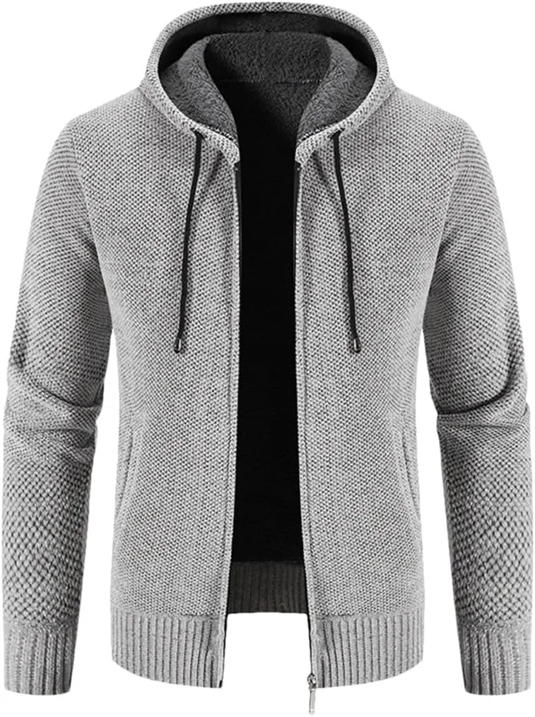 

Мужской вязаный кардиган с капюшоном