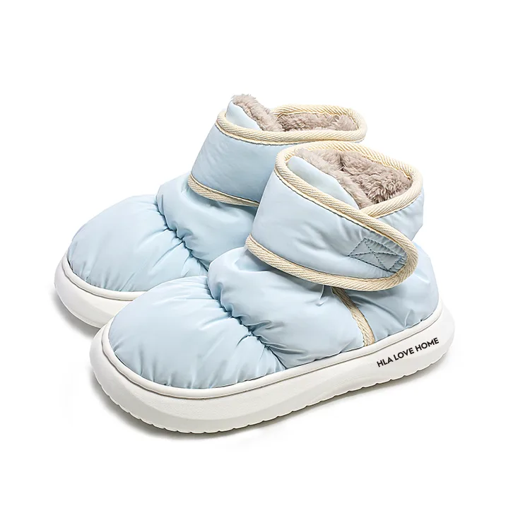 Пара утепленных сапог, домашние хлопковые тапочки, унисекс HLA, Milk White — фото 4