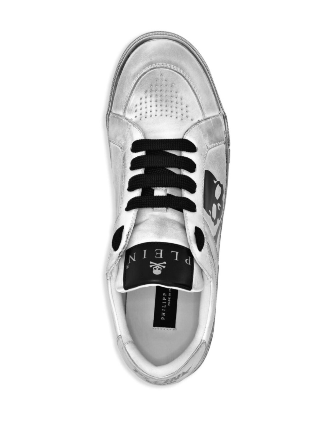 

Philipp Plein кроссовки Skull & Bones с эффектом металлик, белый