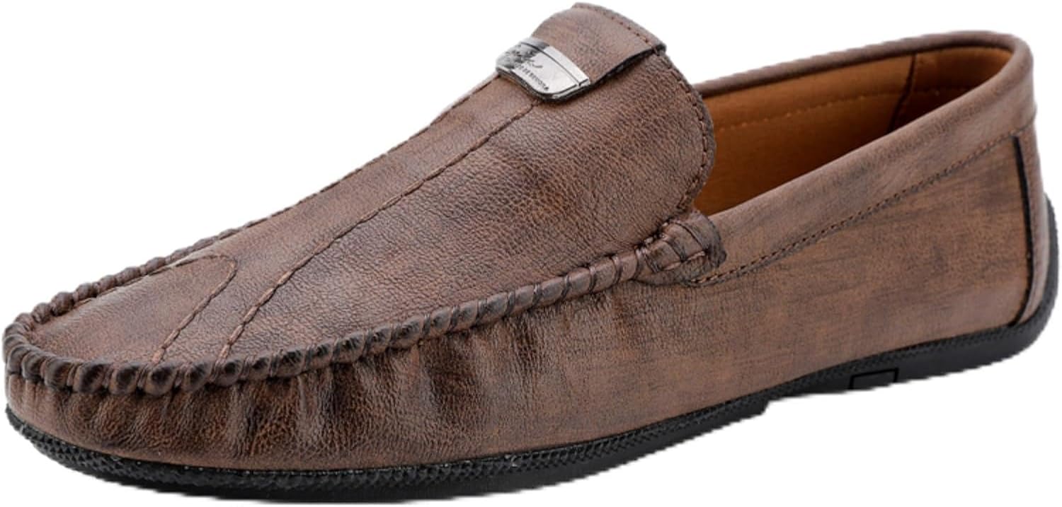 

Мужские стильные слипоны-лоаферы, разнообразные текстуры и узоры, удобная повседневная обувь для ежедневной носки и отдыха Khwfjas, темно-коричневый