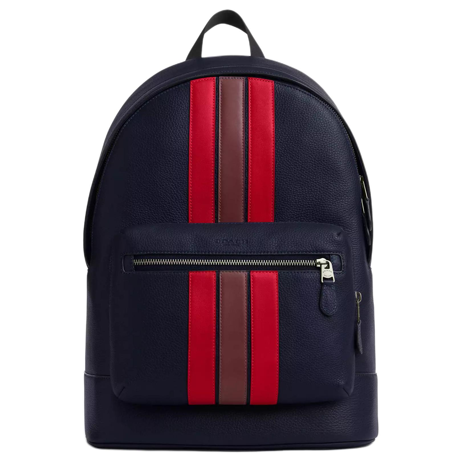 

COACH Мужской рюкзак из телячьей кожи в черную полоску