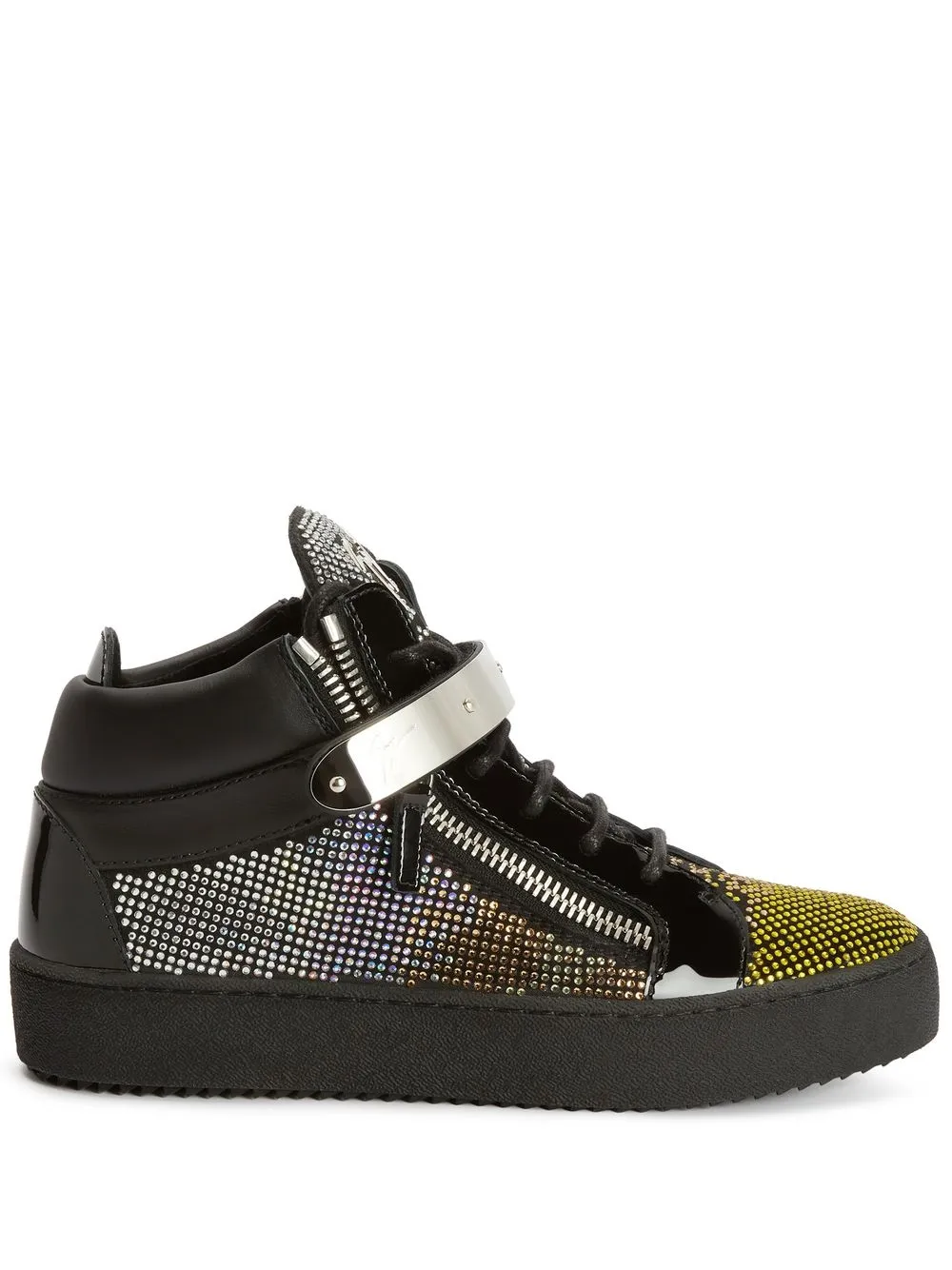Высокие кроссовки со стразами Giuseppe Zanotti, черный