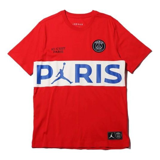 

Футболка x psg paris saint germain с коротким рукавом красные Air Jordan, красный