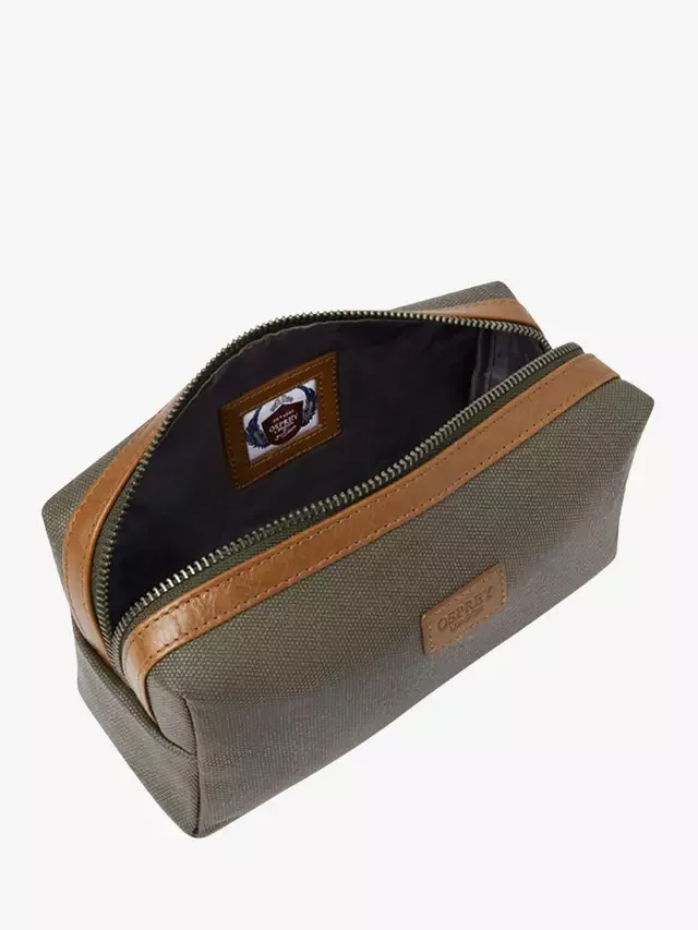 Небольшая косметичка Grantham из вощеного холста и кожи OSPREY LONDON, Khaki — фото 4