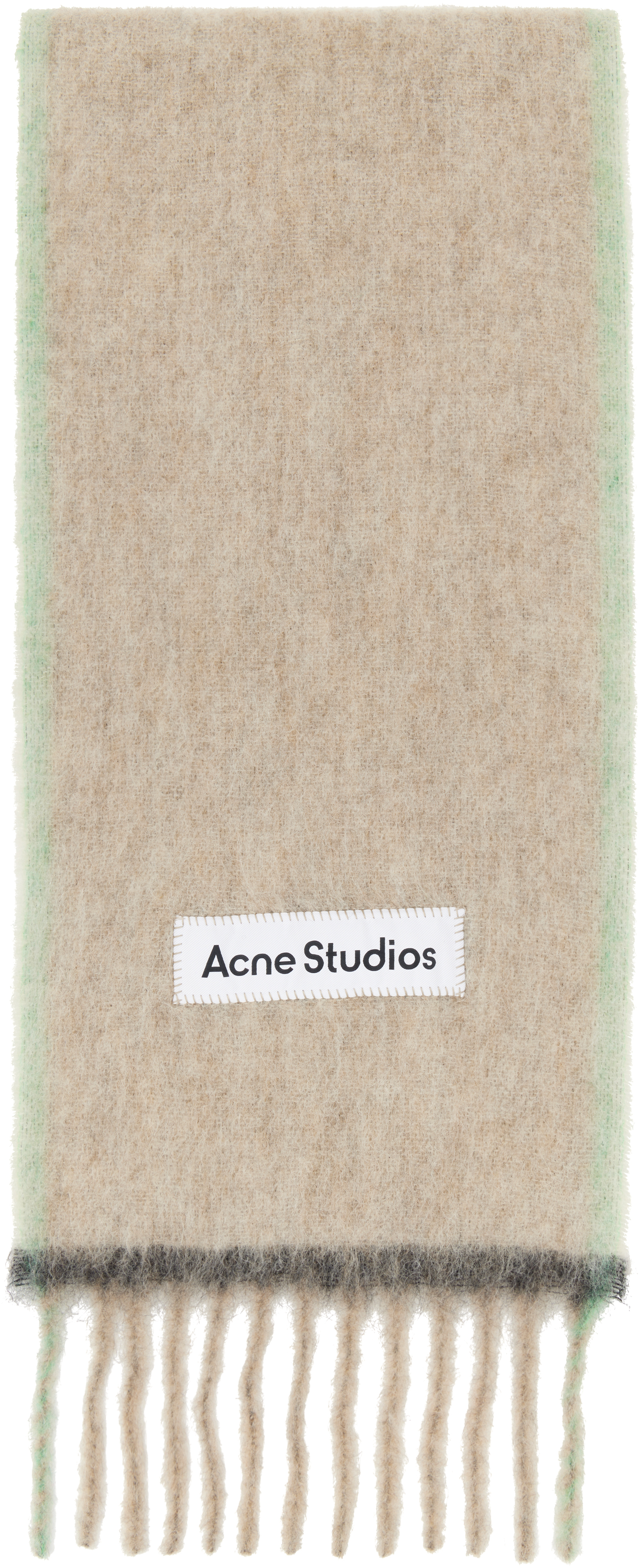 

Узкий шарф из бежевой шерсти и мохера Acne Studios, бежевый/серый
