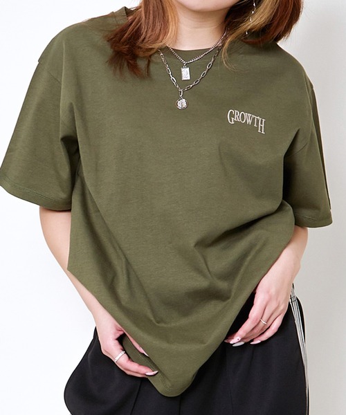 

Женская футболка с коротким рукавом, свободного кроя, с нашивкой на спине GORGE, цвет хаки