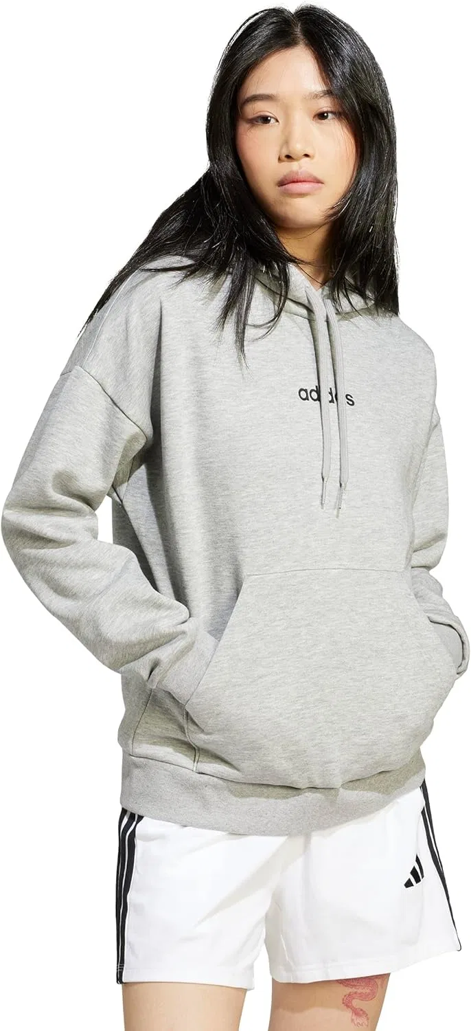 Худи женское, флис, adidas, Medium Grey Heather/Black — фото 3