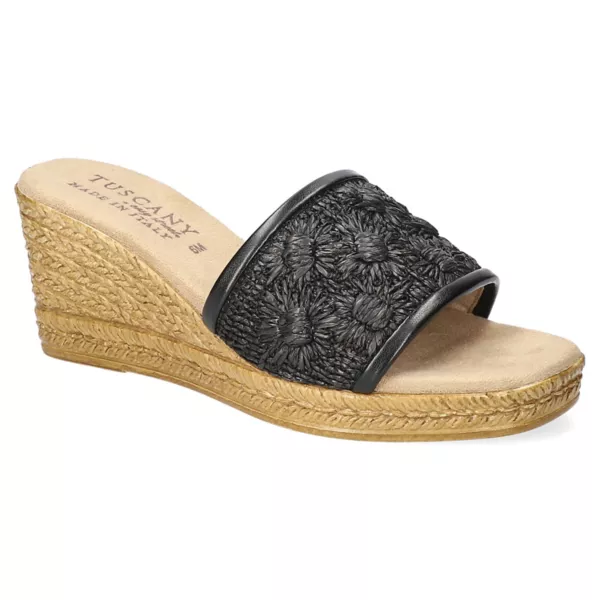 Женские босоножки на танкетке Ricci Tuscany Easy Street, цвет black raffia flowers