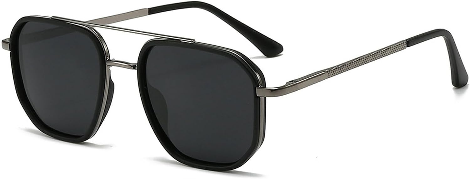 

Поляризованные солнцезащитные очки-пилот для женщин, ретро-очки в квадратной оправе для мужчин, очки для вождения, путешествий и активного отдыха с защитой от УФ-излучения mincl, Gray Black