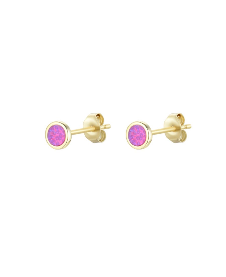 

Круглые серьги-гвоздики с искусственно выращенным опалом в оправе из стерлингового серебра с покрытием из 14-каратного золота Kamaria, Fuchsia opal