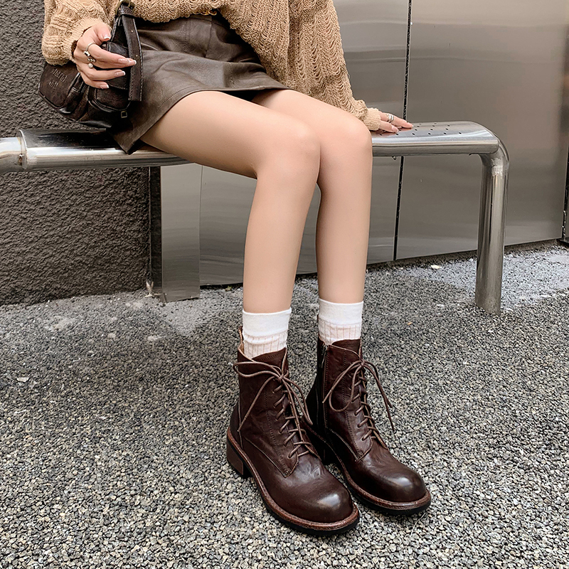 Yeezyy Reezy Короткие женские мартинсы 5 см коричневые, цвет Brown — фото 3