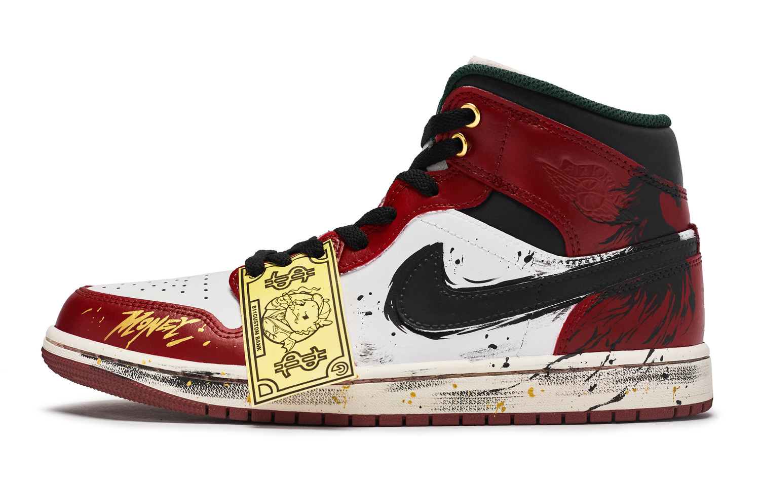 

Air 1 811 Manufacturing, кроссовки баскетбольные высокие Unisex в винтажном стиле Jordan, черный белый красный желтый