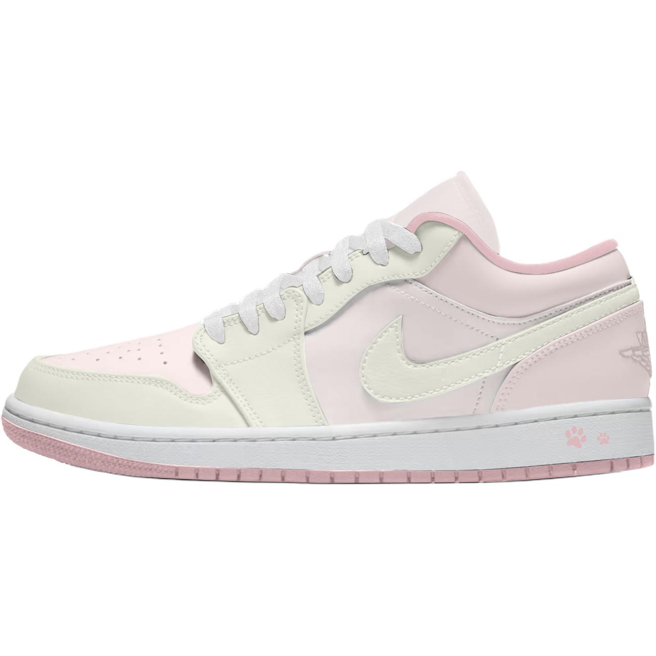 

Jordan Air 1 Lotus Mist Abrasion Resistant Low top Детские баскетбольные кроссовки White Pink для подростков