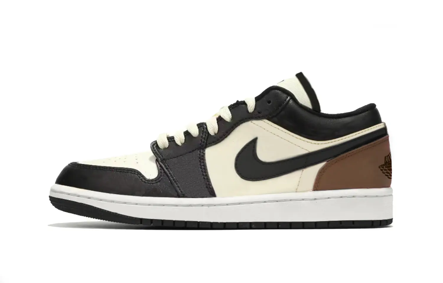 

Jordan Баскетбольные кроссовки Air 1 Low Mocha Panda Shock Absorbers, низкие, винтажные, мужские, черные, белые, коричневые