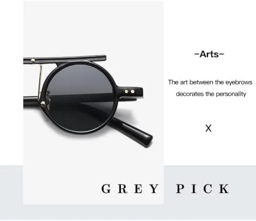 

2027 Ретро маленькие круглые женские солнцезащитные очки, модные, с двойной перемычкой, панк, градиентные, мужские двухцветные солнцезащитные очки UV400 MTZJH, Black