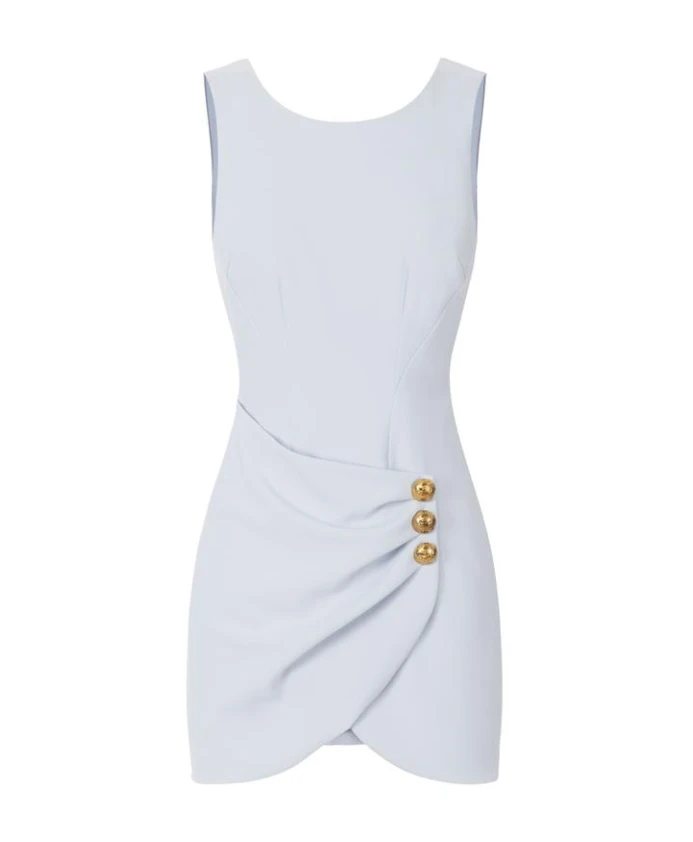 

Мини-Платье с драпировкой и декоративными пуговицами. Elisabetta Franchi, синий