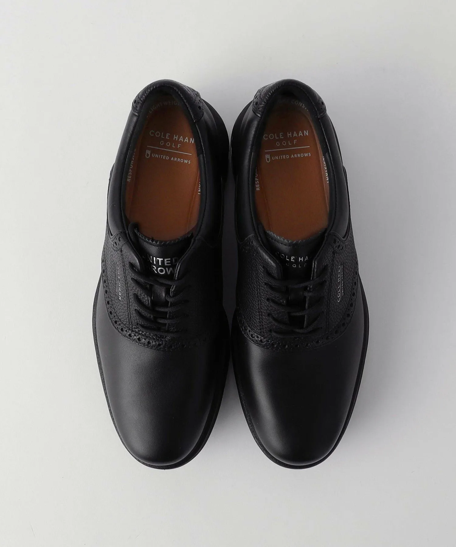 Мужские кожаные туфли Originalgrand Saddle для гольфа United Arrows Golf, Black — фото 2