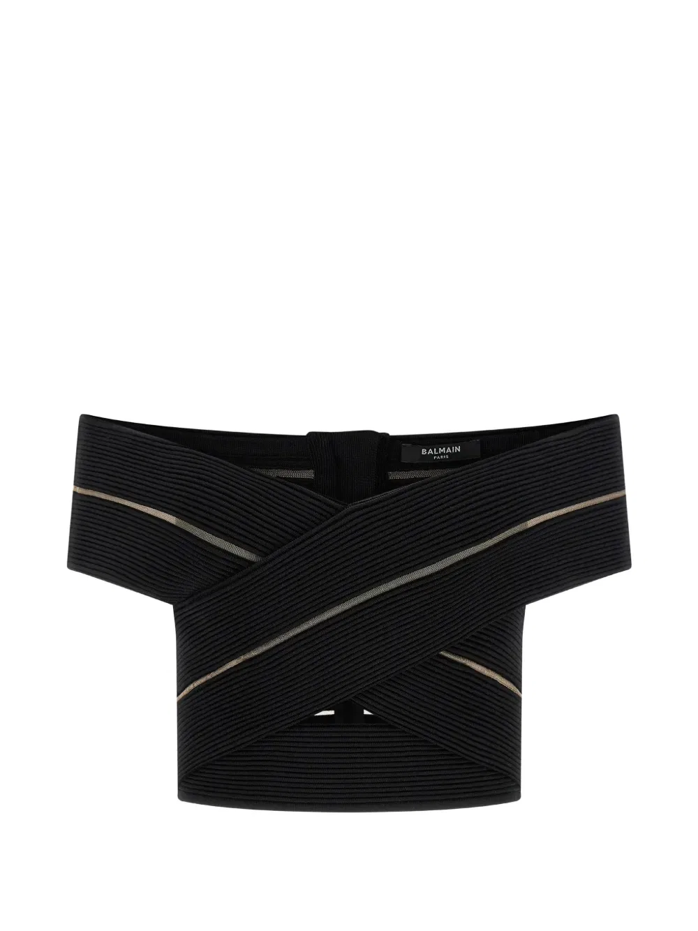 Топ с открытыми плечами Balmain, черный