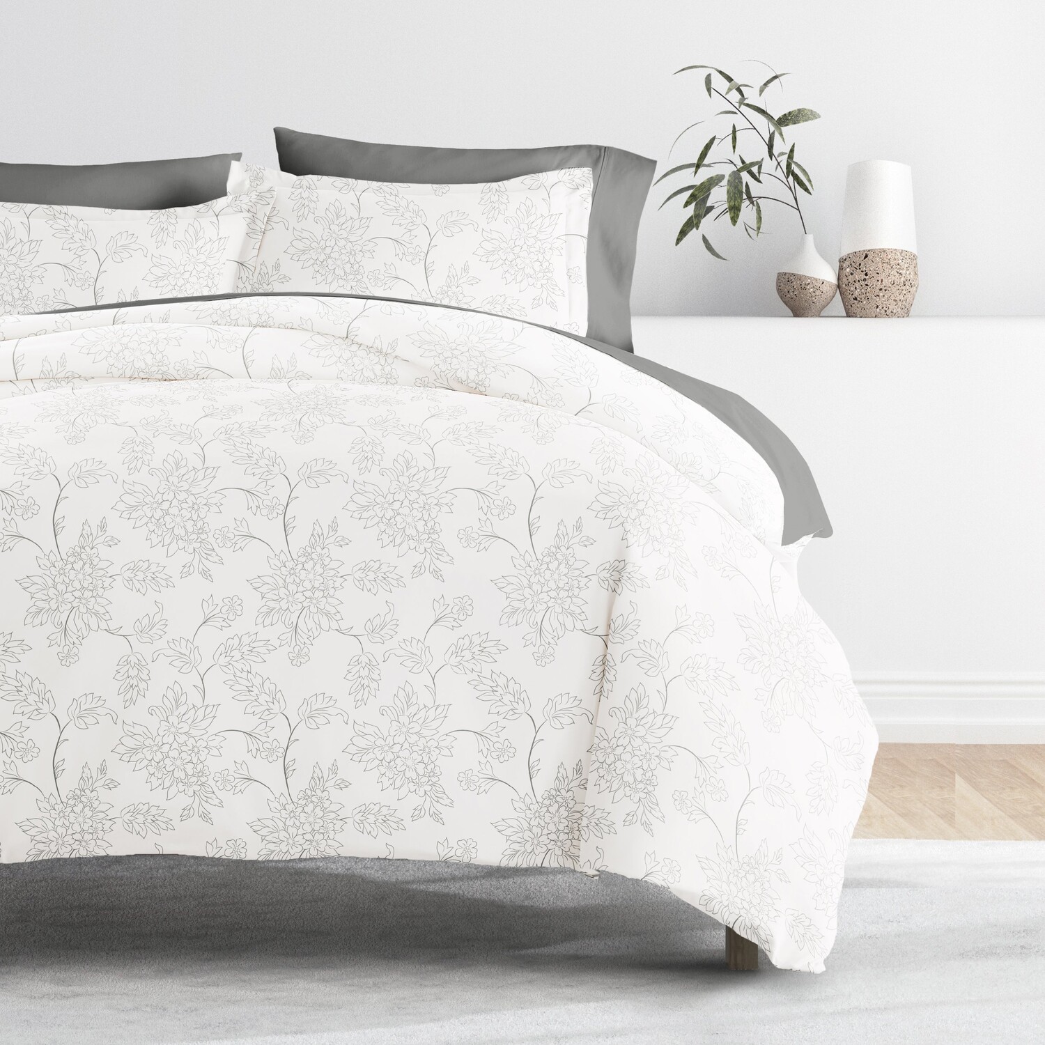 

Комплект постельного белья, комплект пододеяльников с рисунком ienjoy Home, цвет Floral/Grey