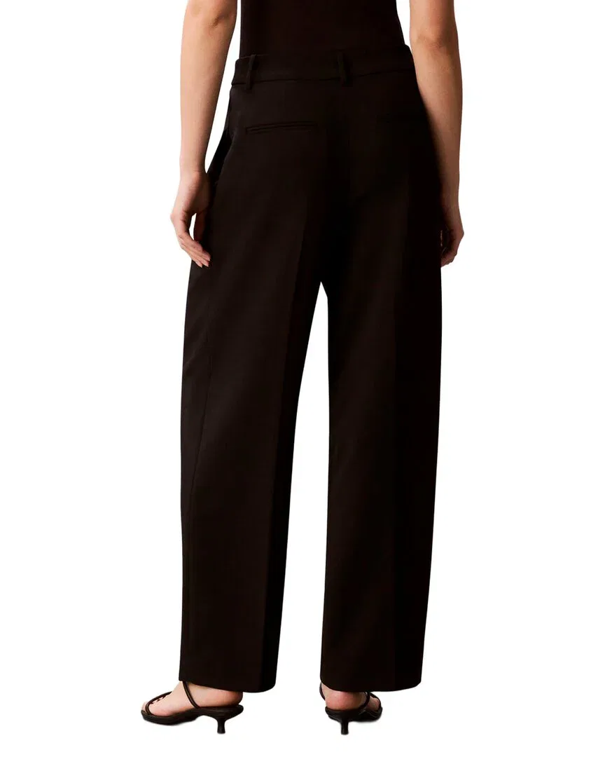 Брюки Calvin Klein Smooth Stretch с широкими штанинами и складками, Black — фото 2
